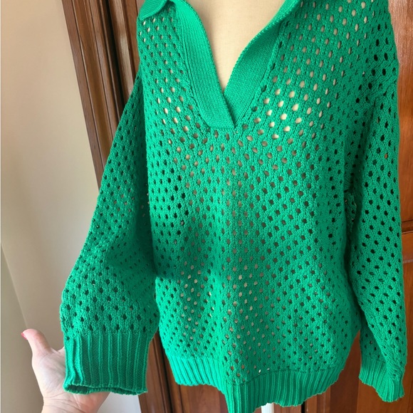 Aerie Open Knit Polo Sweater - Picture 4 of 5